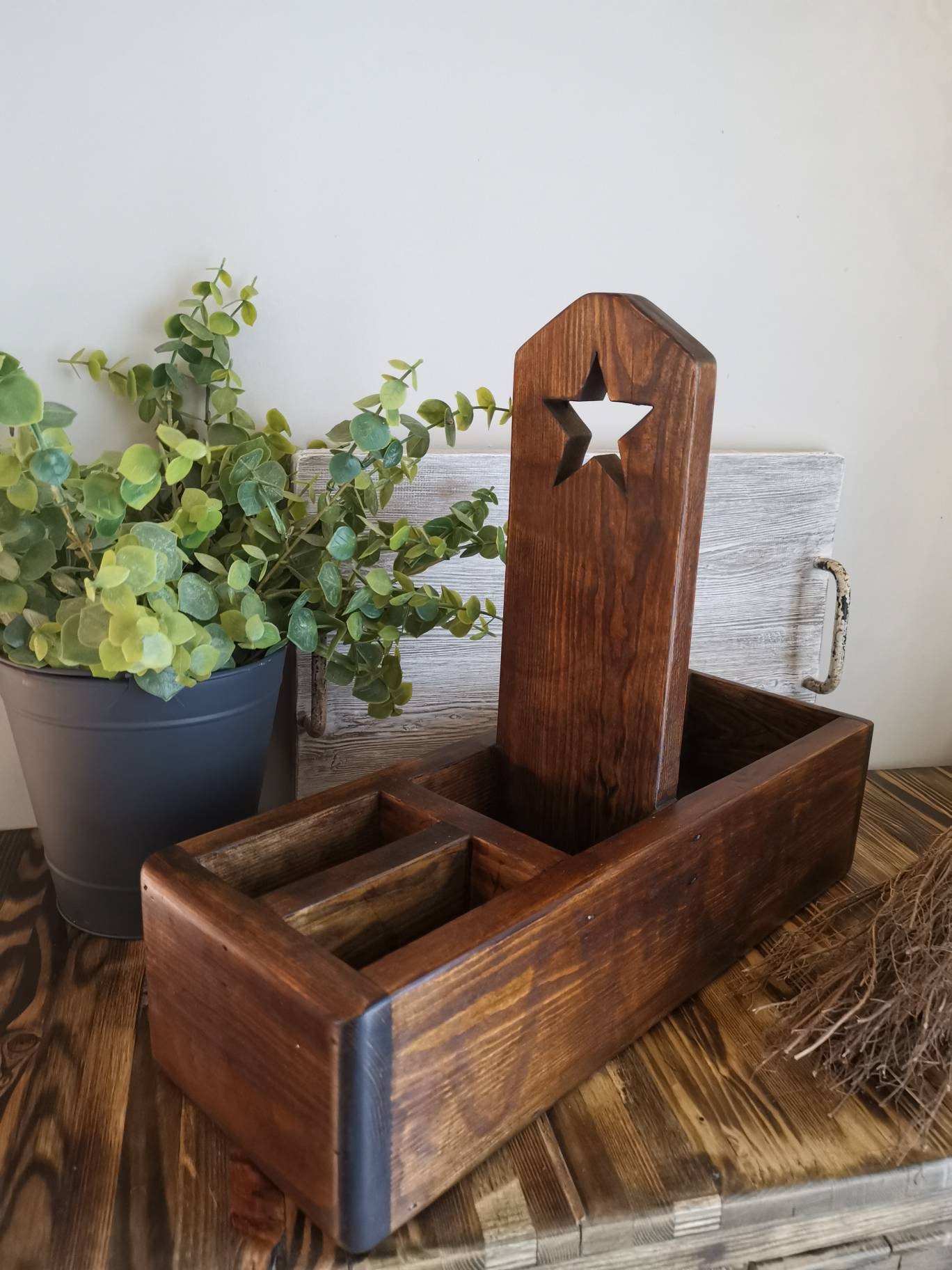 Wooden Condiment holder bbq outdoor dining Divided storage Etsy