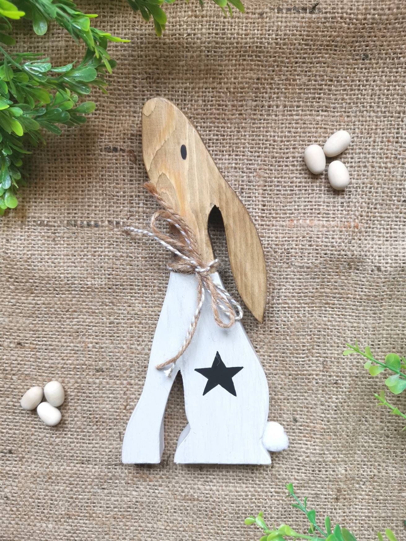 Wooden Hare, Moon Gazing Hare, Wooden Star Gazer, Rabbit Decoration ...