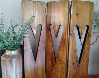 Decorative Bifold Heart panels, window screen, freestanding blind, heart decor