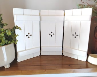 Joined Wooden Shutters, shutter panels, rustic home decor, star decor, heart decor, handmade wooden panels, freestanding shutters,