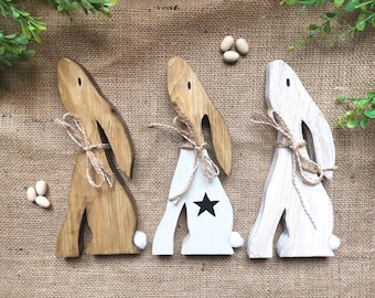 Wooden Hare, moon gazing Hare, wooden star gazer, rabbit decoration, spring decor, Easter Bunnies