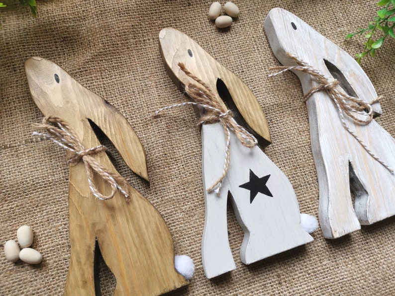 Wooden Hare, Moon Gazing Hare, Wooden Star Gazer, Rabbit Decoration ...