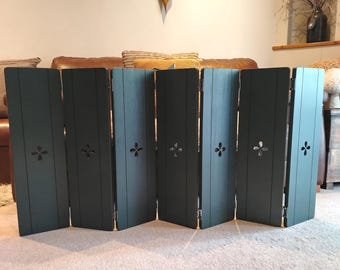 Joined Bifold Wooden Shutters, shutter panels, rustic home decor, star decor, heart decor, handmade wooden panels, freestanding shutters,