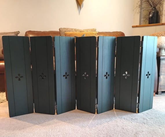 Joined Bifold Wooden Shutters, shutter panels, rustic home decor, star decor, heart decor, handmade wooden panels, freestanding shutters,