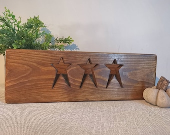 Wooden storage Crate, Star decor, wooden anniversary gift, country home decor