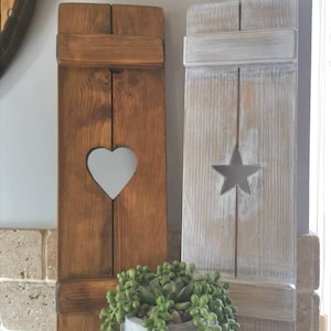 Wooden Shutters, rustic home decor, star decor, heart decor, handmade wooden panels,