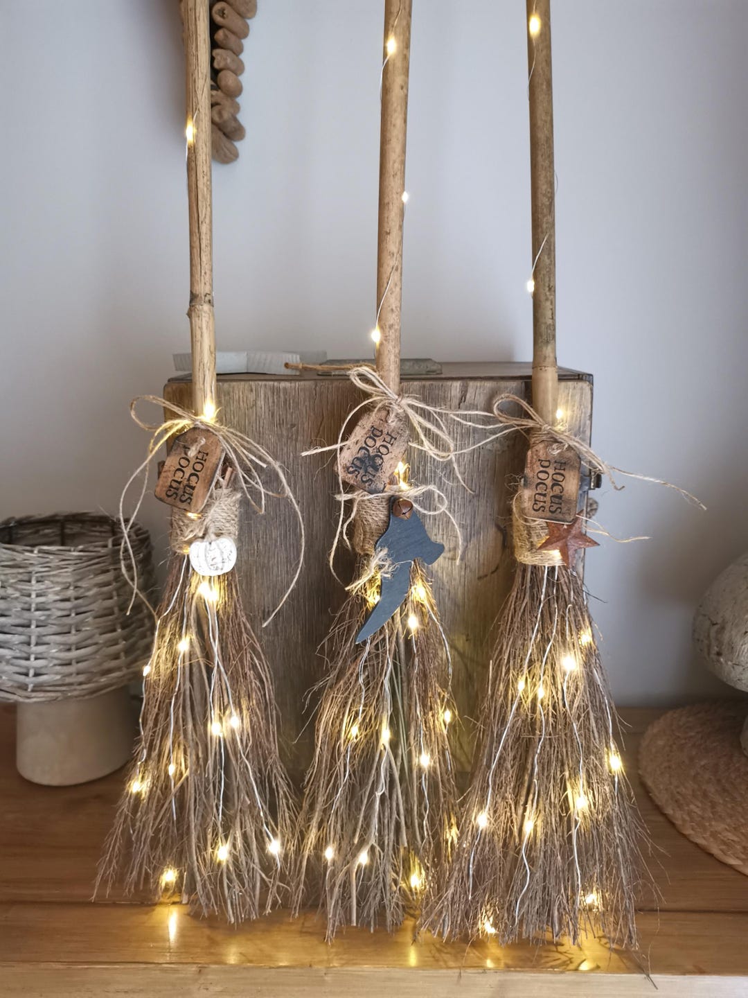 Halloween Broomstick, Home Decor, Witches Broom, Autumn Styling, Light