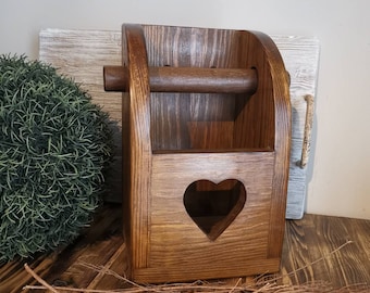 Toilet roll holder, wall Mounted, quirky loo roll, wooden rack, bathroom accessories, Heart decor ,