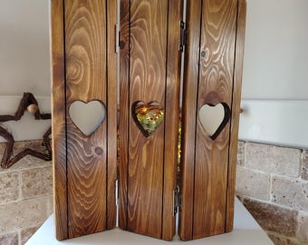 Joined Wooden Shutters, window screen, shutter panels, rustic home decor, star decor, heart decor, freestanding shutters,