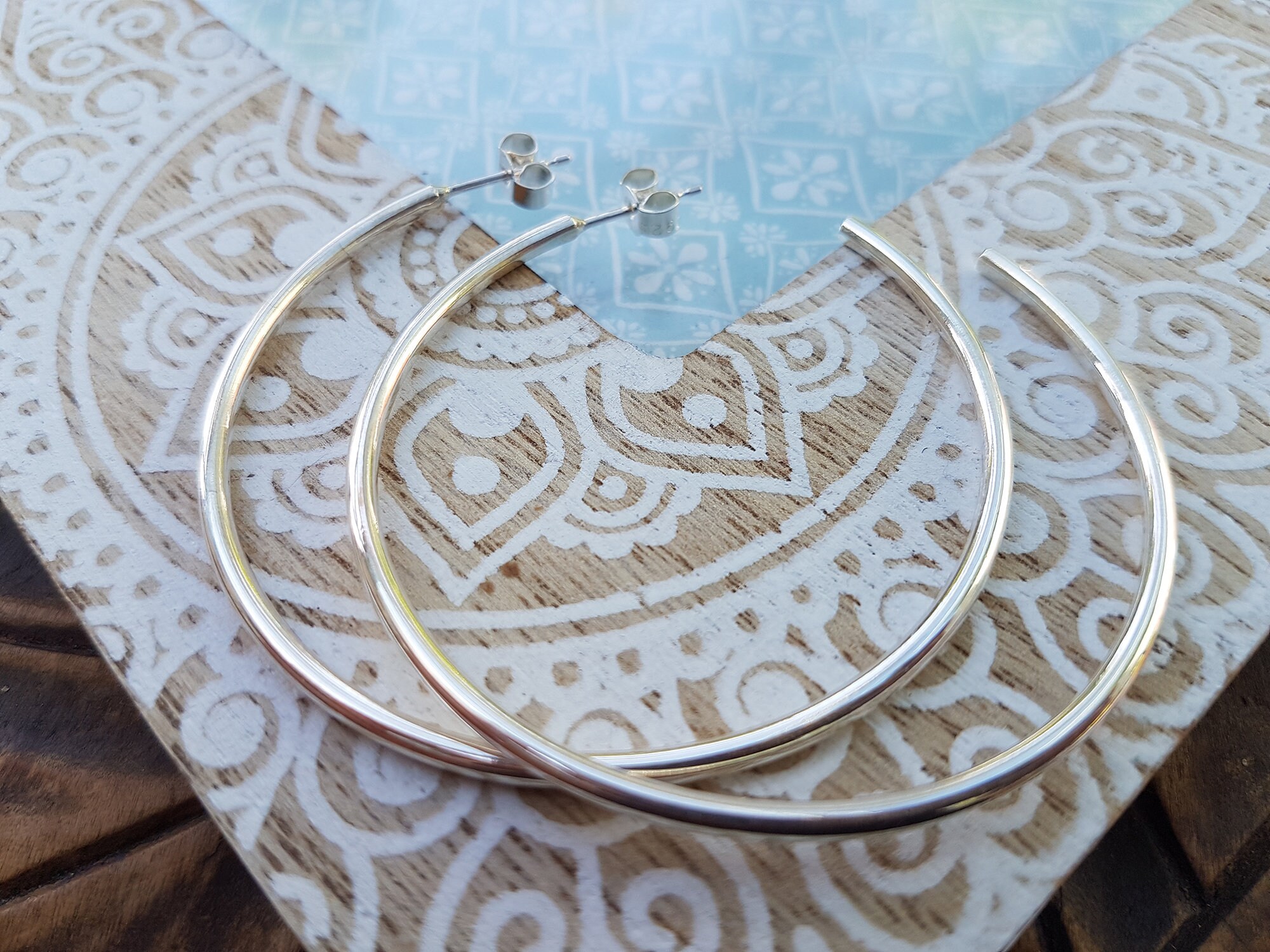Extra large solid silver hoops EcoFriendly silver hoops XL Etsy