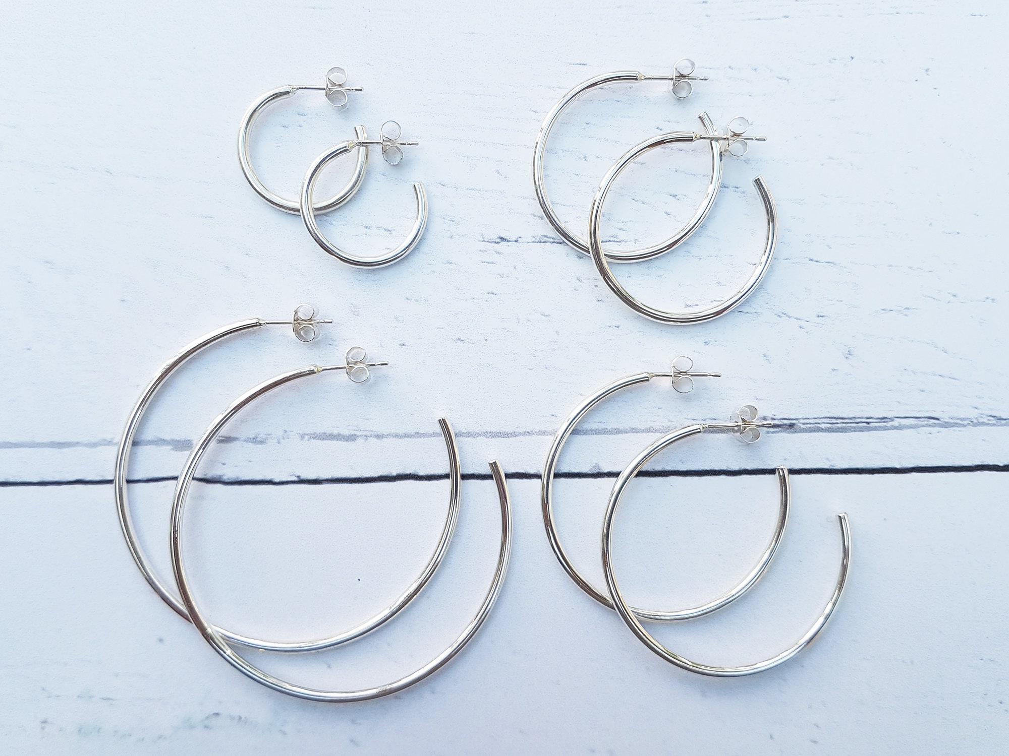 Extra large solid silver hoops EcoFriendly silver hoops XL Etsy