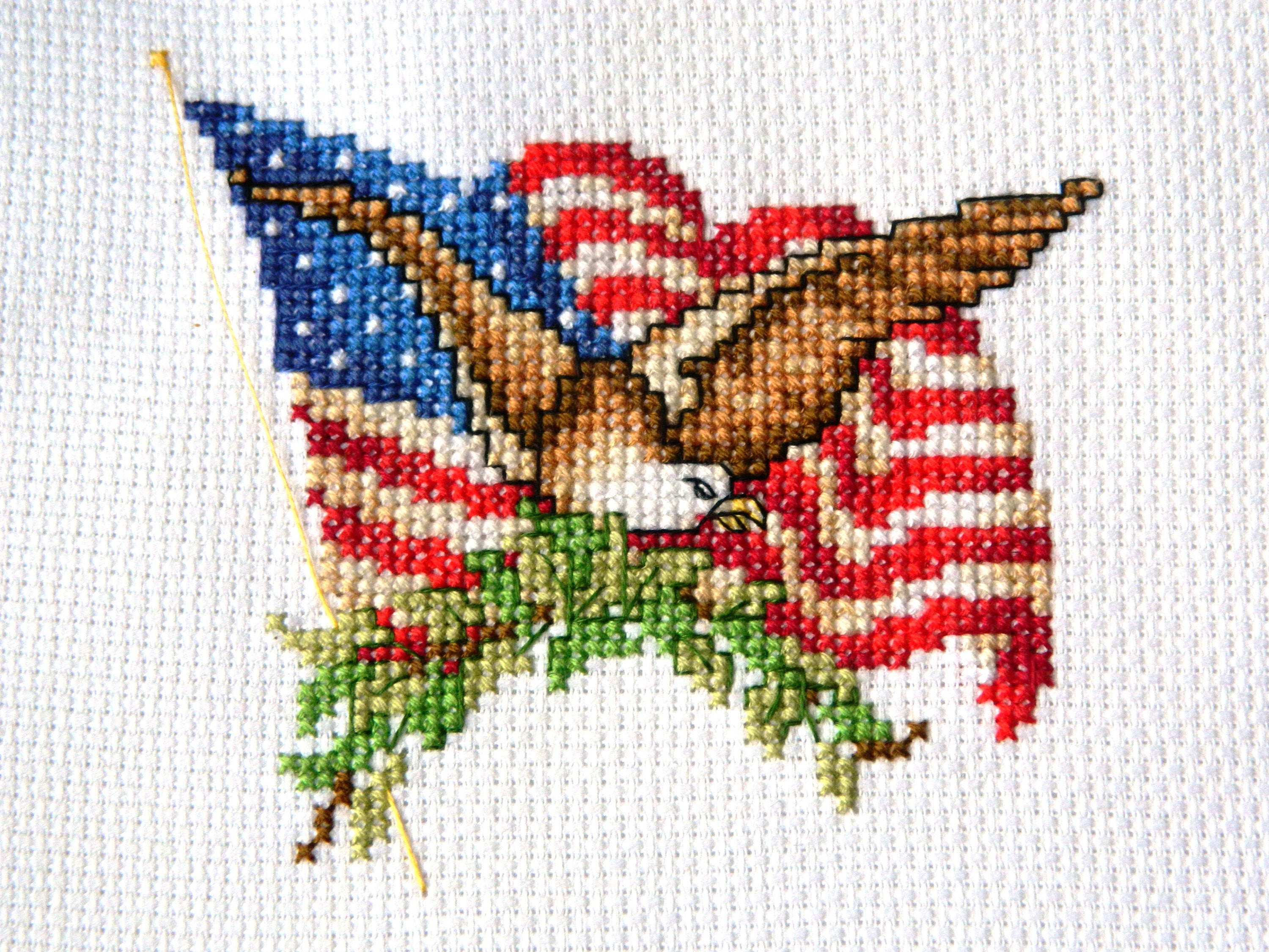 Finished Patriotic Cross Stitch Picture American Eagle | Etsy
