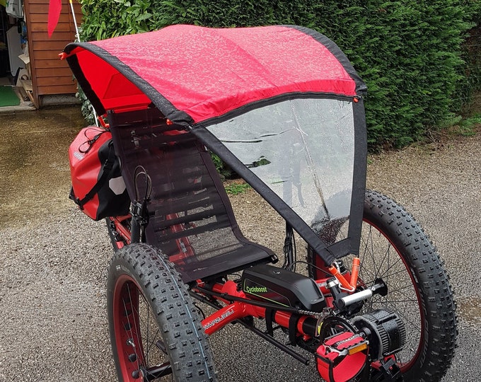 Twotone Waterproof Canopy With Removable Windshield for Recumbent
