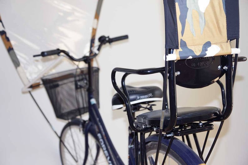 Military bike with rain protection and camouflage for hiking in the countryside while being seen by motorists image 9