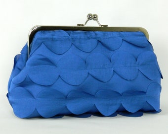 cobalt blue satin clutch bag