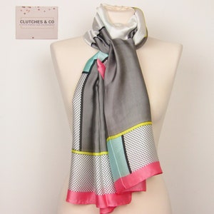Women's Scarves, Geometric Design Ladies Scarf, Spring Summer Scarf, Large Scarf, Women's Accessories, Multi colour scarf, Gifts for Her