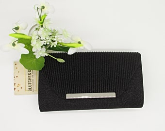 Bolso de noche negro para mujer, bolso de noche de moda, bolso clutch, regalo para mujer, bolso de mujer, bolso de boda negro cruzado, bolso clutch