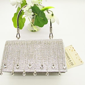 Kleine Silber Braut Clutch Tasche - Strass Abend Geldbörse, Damen Hochzeit Handtasche, funkelnde formelle Tasche, elegantes Geschenk für sie