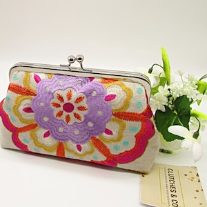 Clutch Purse, Embroidered Linen, Floral Design Clutch Purse, Wedding Bag, Evening Clutch Bag, Clutch Bag, Handmade Clutch Bag, Ladies Gift.