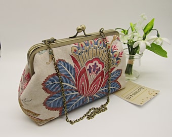 Women's Floral Clutch Purse, Clutch Purse, Clutch Bag, Wedding Clutch Bag, Clutch Bag with Chain Handle, Handmade Clutch Bag, Ladies Gifts
