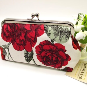 Floral Clutch Purse, Roses Floral Design Clutch Purse, Wedding Bag, Evening Clutch Bag, Handmade Clutch Bag, Ladies Gift, Occasion Bag