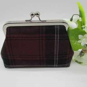Cartera de mano a cuadros burdeos, cartera de mano, cartera burdeos, regalos para ella, cartera pequeña, cartera de mano de noche, cartera de mano hecha a mano