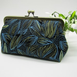 Peacock Blue and Gold Floral Design Clutch Bag, Clutch Purse, Evening Clutch Bag, Wedding Clutch Bag, Clutch Bag, Ladies Gifts