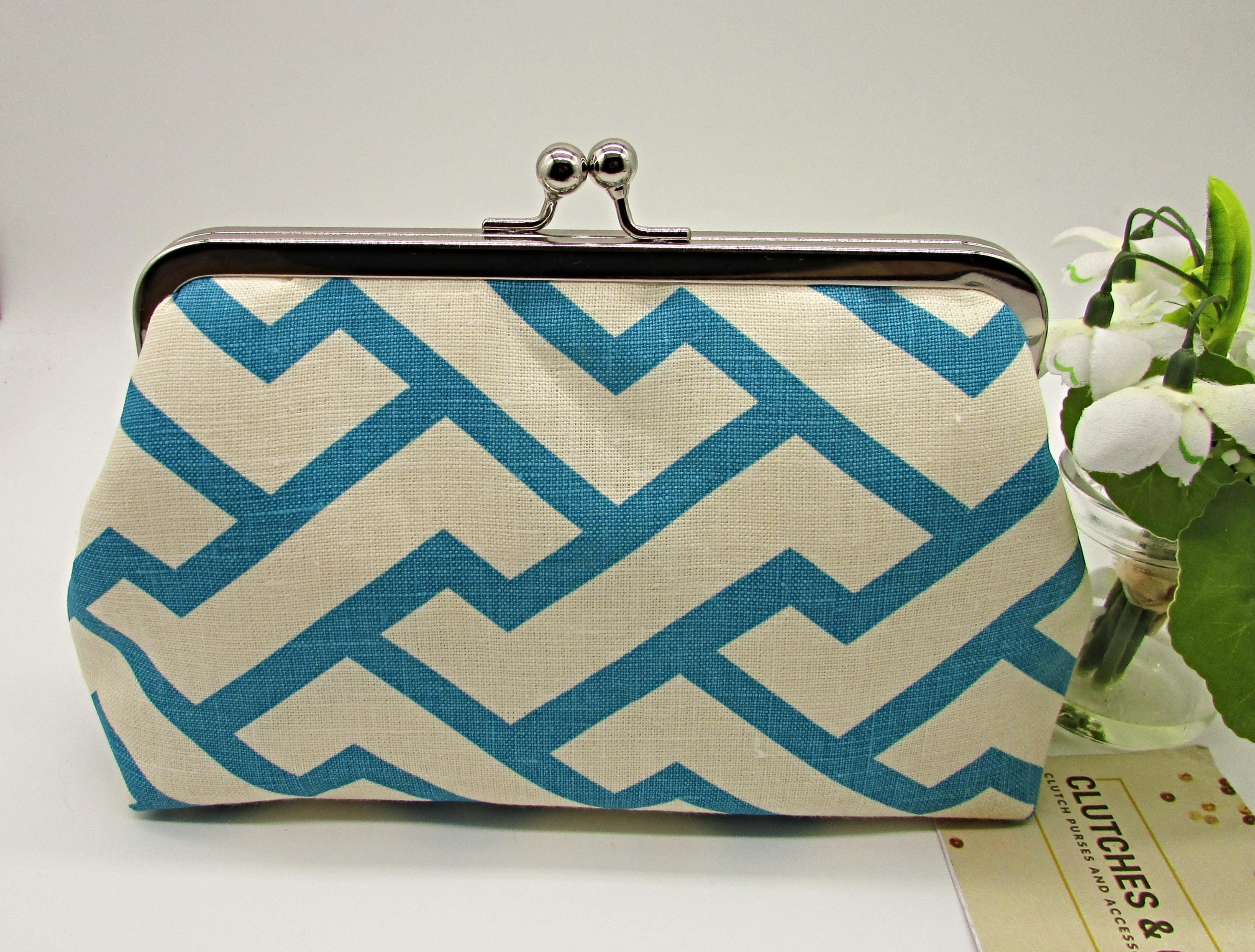 Turquoise Clutch Purse, Geometric Design Clutch Bag, Wedding Clutch Bag, Party Clutch Bag, Handmade Clutch Bag, Ladies Gifts