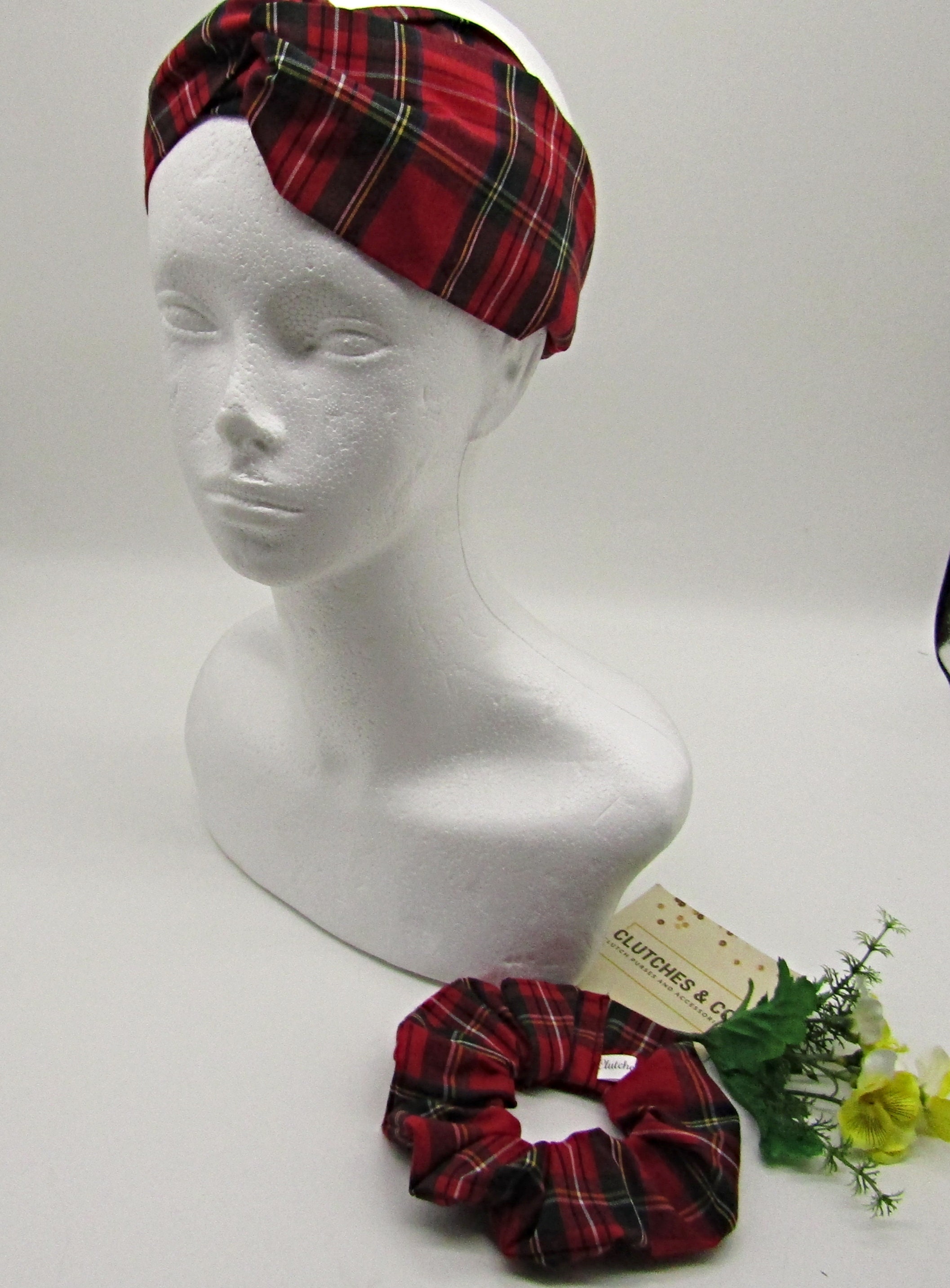 ? Red and Black Headband Tartan Set Red and Black Tartan Plaid Tweed Headband - Etsy main image 4