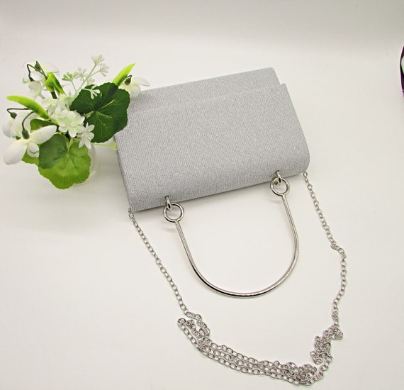 Ladies silver clutch bag discount
