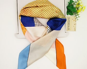 Geometric Print Scarf: Colorful Polyester Neck & Hair Accessory