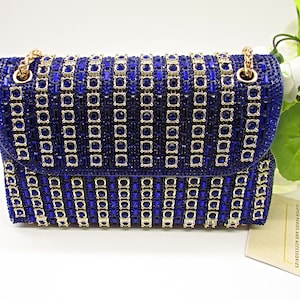 Royal Blue Clutch Bag – Rhinestone Evening Purse, Elegant Gift for Her
