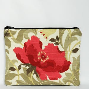 Zipper Clutch, Flower Pattern Clutch, Floral and Denim Zipper Pouch, Make-Up Bag, Cosmetics Bag, Toiletry Bag, Ladies Gifts