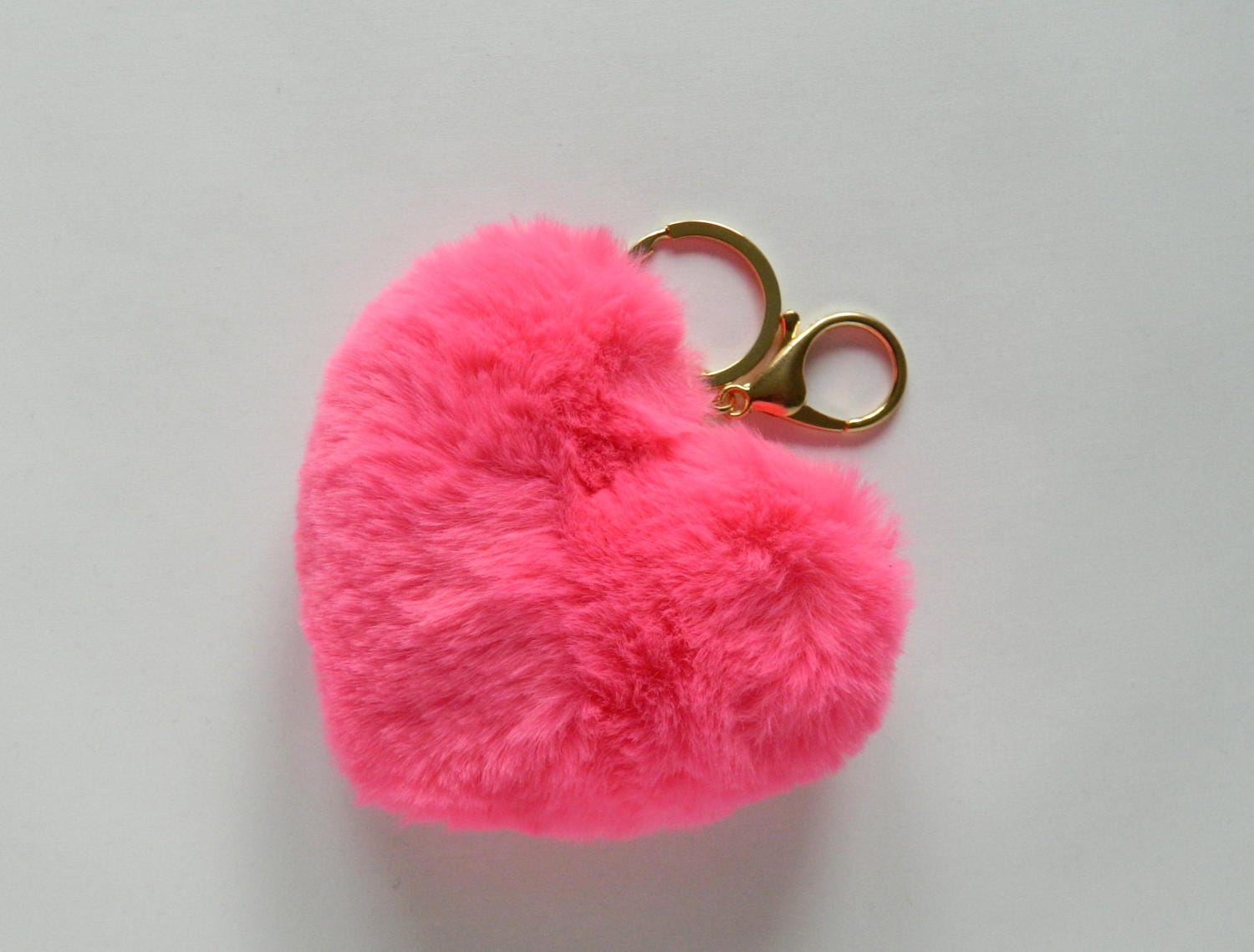 Hot Pink Pom Pom Key Chain Bag Accessories Ladies Etsy