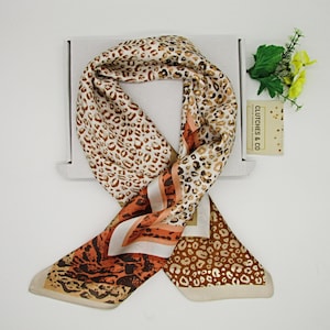 Ladies Neck Scarf, Multi Leopard Print Scarf, Hair Scarf, 70 x 70 cm Scarf, Silky Satin Scarf, Women's Scarf, Ladies Gifts, Headscarf.