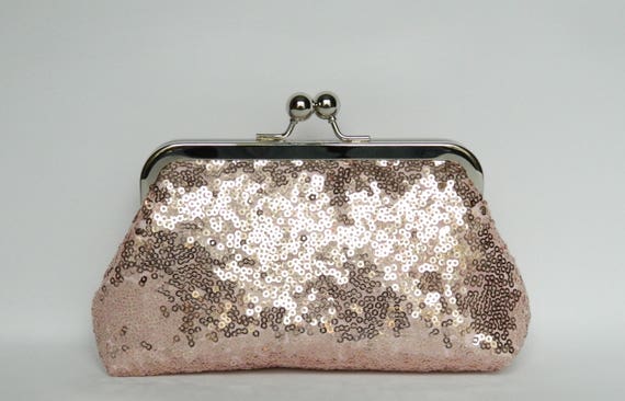rose gold sequin clutch bag