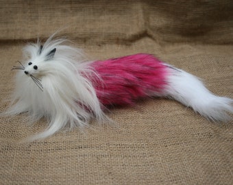 Posable Art Doll,  Fantasy Art Doll Creature, OOAK, "Lion Scroll".  Cream,  Pink and White