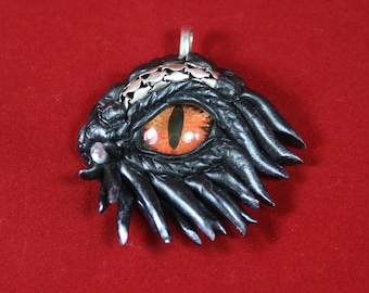 Dragon Eye Fantasy Age Sculpture or Necklace Pendant, Snake Chain