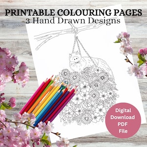 Hand Drawn Colouring Pages for Relaxation, Mindfulness and Fun – ‘Scrolls in Nature’ #2
