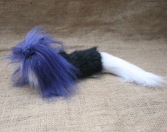 Poseable Art Doll, Fantasy Art Doll Creature, OOAK, "Lion Scroll",  Purple, White and Black