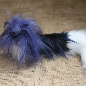 Poseable Art Doll, Fantasy Art Doll Creature, OOAK, &quot;Lion Scroll&quot;,  Purple, Black and White