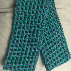 Crochet Infinity Scarf-Blue & Green