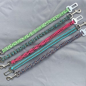 Hand-Braided 1.5 Foot Paracord Dog Seatbelt Leash, Strong, Durable, and Safe Design, Custom Color Options Available, Washable and Waterproof