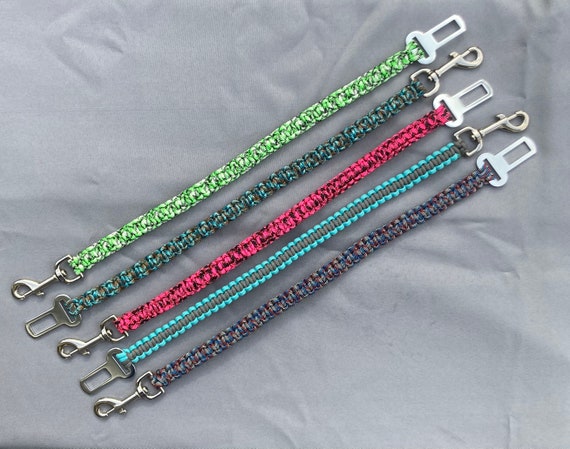 Hand-Braided 1.5 Foot Paracord Dog Seatbelt Leash, Strong, Durable, and Safe Design, Custom Color Options Available, Washable and Waterproof