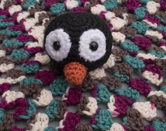 Handgemachte gehäkelte Pinguin Lovey/Sicherheits-Decke für Ihr kleines Baby, weich, kuschelig, Komfort-Spielzeug mit Amigurumi Pinguin Plüsch