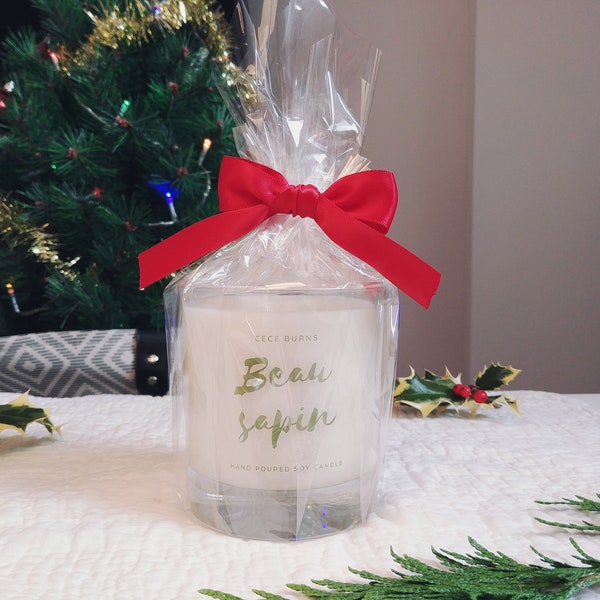 Cece Burns Bougie Parfumée Beau Sapin, Bougie en Cire Naturelle pour la Maison, 45 Heures de Combustion, Bougie de Noël 210 g