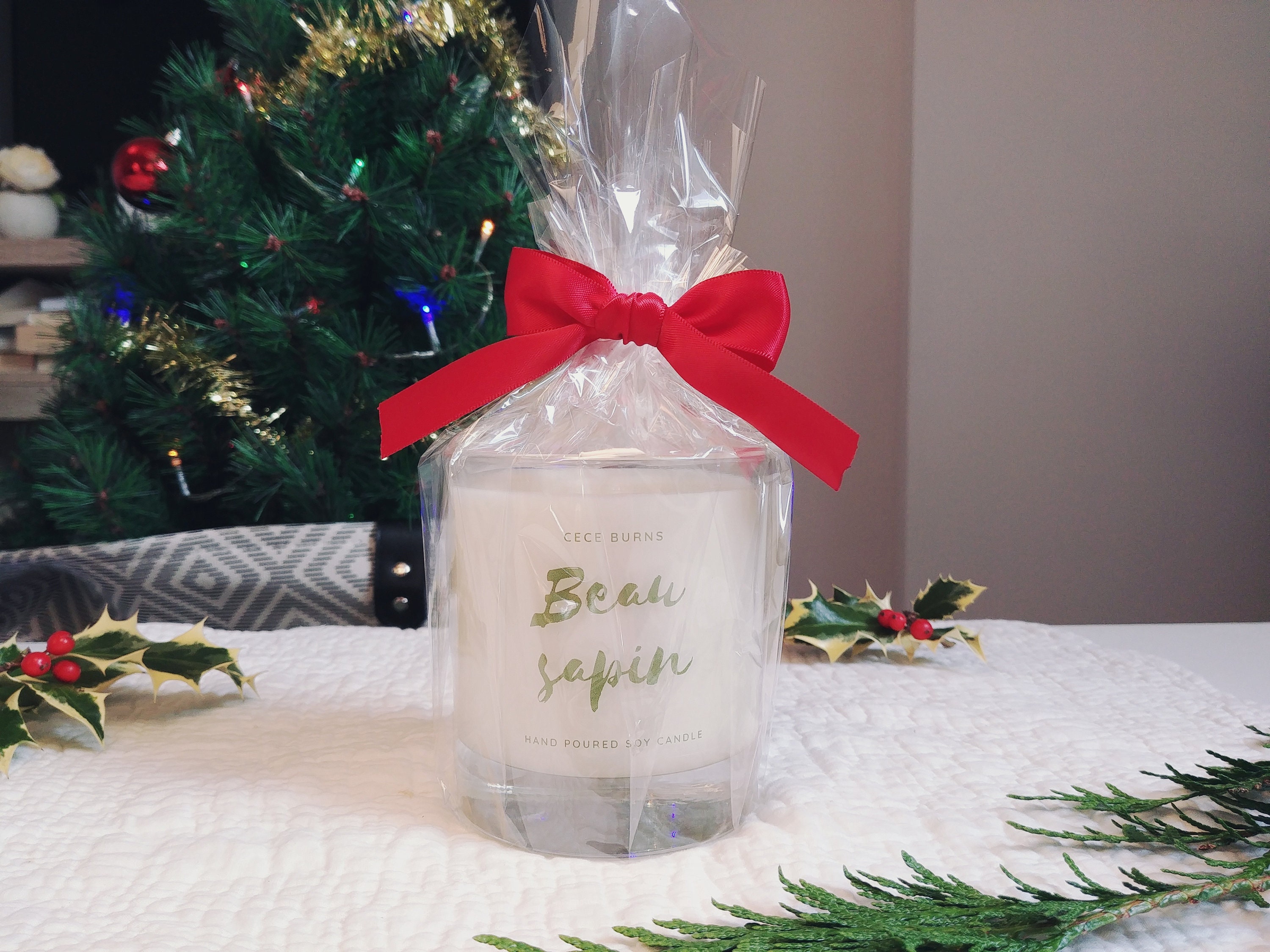 Beau Sapin - Bougie Parfumées en Cire de Soja 210G Idee Cadeau Pour Noel