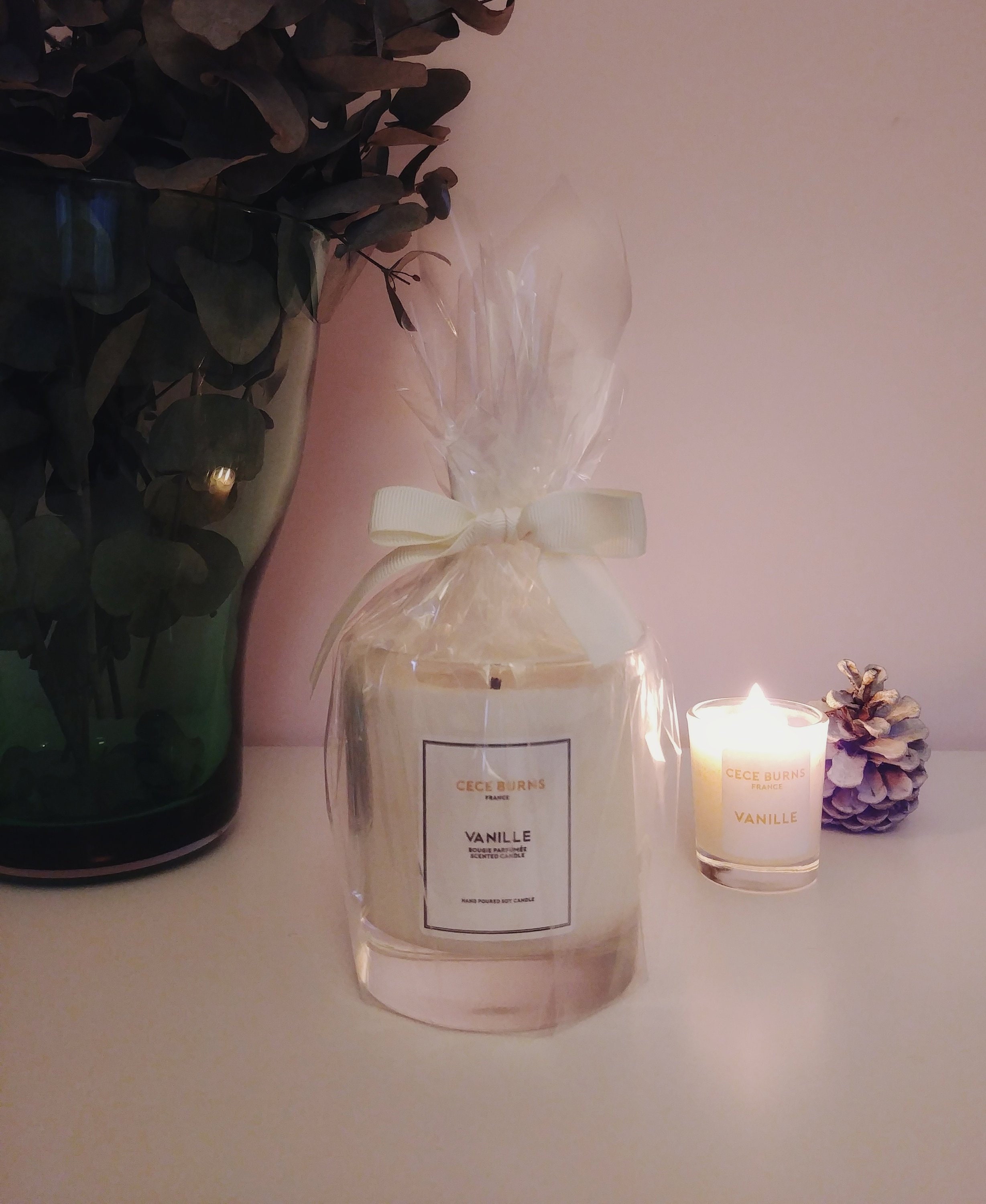 Vanille - Bougie Parfumée en Cire de Soja 210G Emballé Dans Un Cellophane Vegan Pour La Maison