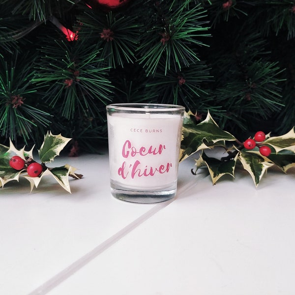 Coeur D'hiver - Mini Bougie parfumée en cire de soja 40g - Idée cadeau Noël - emballé dans un cellophane