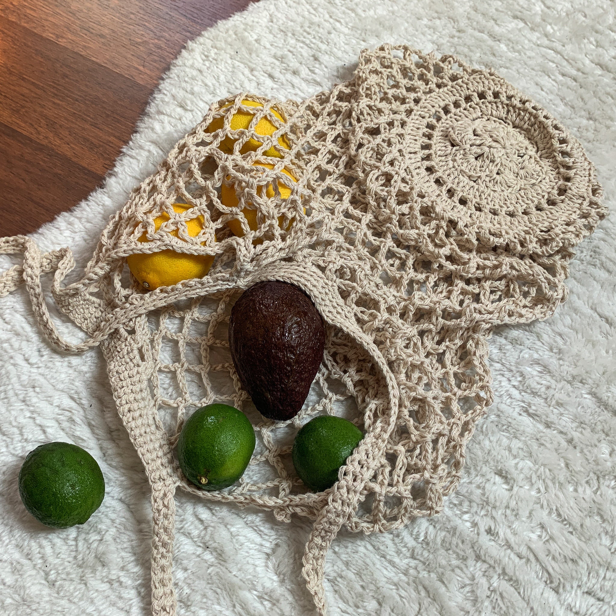 2 Bio-Baumwoll Netzbeutel - Wiederverwendbare Einkaufstaschen 35 Liter